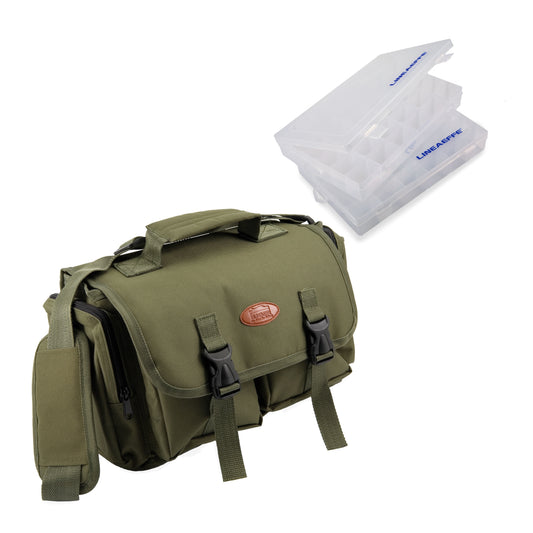 Lineaeffe Angeltasche | Angelzubehör Tasche mit 2 Boxen – 35x25×18 cm