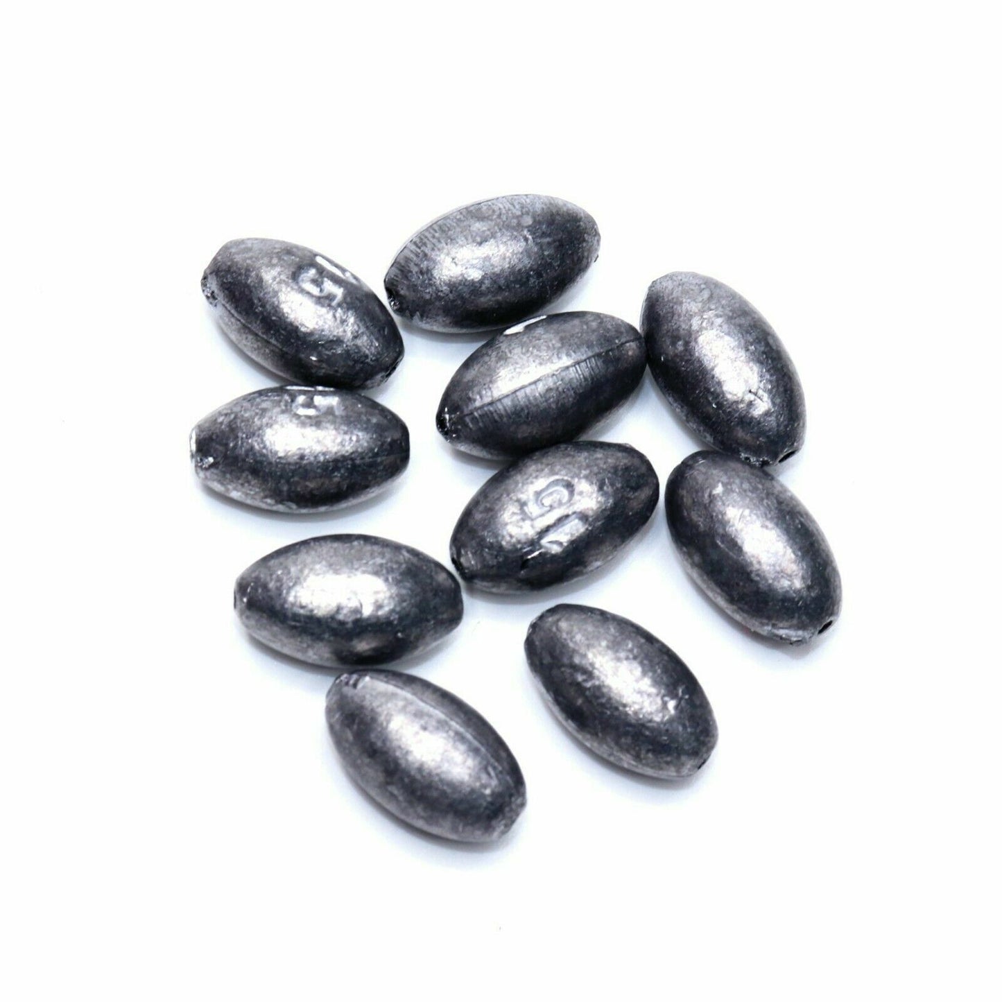 Olivenblei – 10 Stück Angelblei in 2,5–100 g ohne Durchlaufrohr