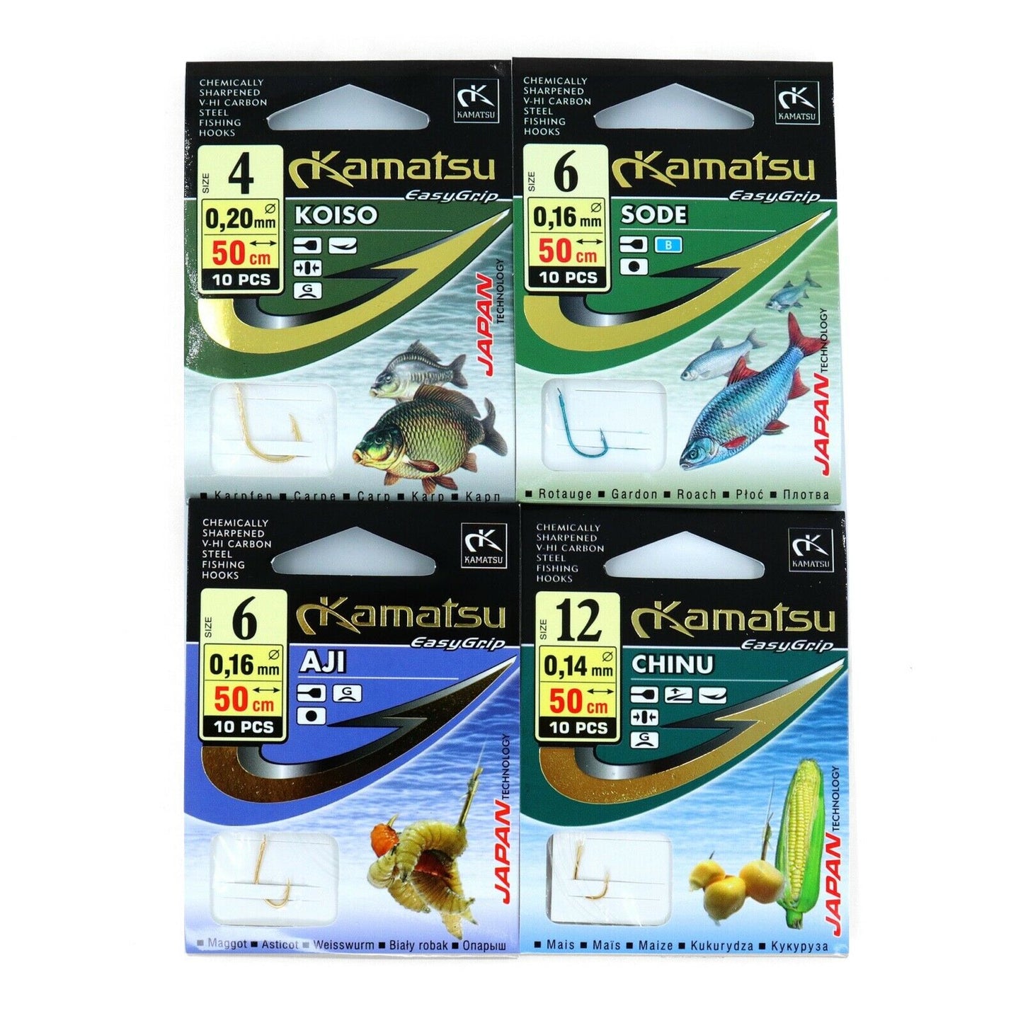 Kamatsu Friedfisch Karpfen Vorfachhaken Set – 40 Stück in 4 Sorten N4