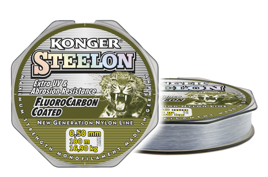 Konger Steelon Fluorocarbon Angelschnur – Abriebfest & Reißfest (versch. Größen)